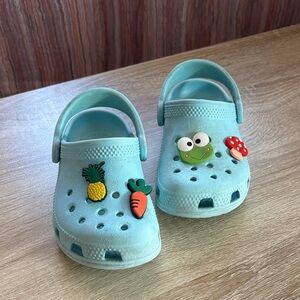 CROCS Kids Light Blue Slippers with Fun Charms